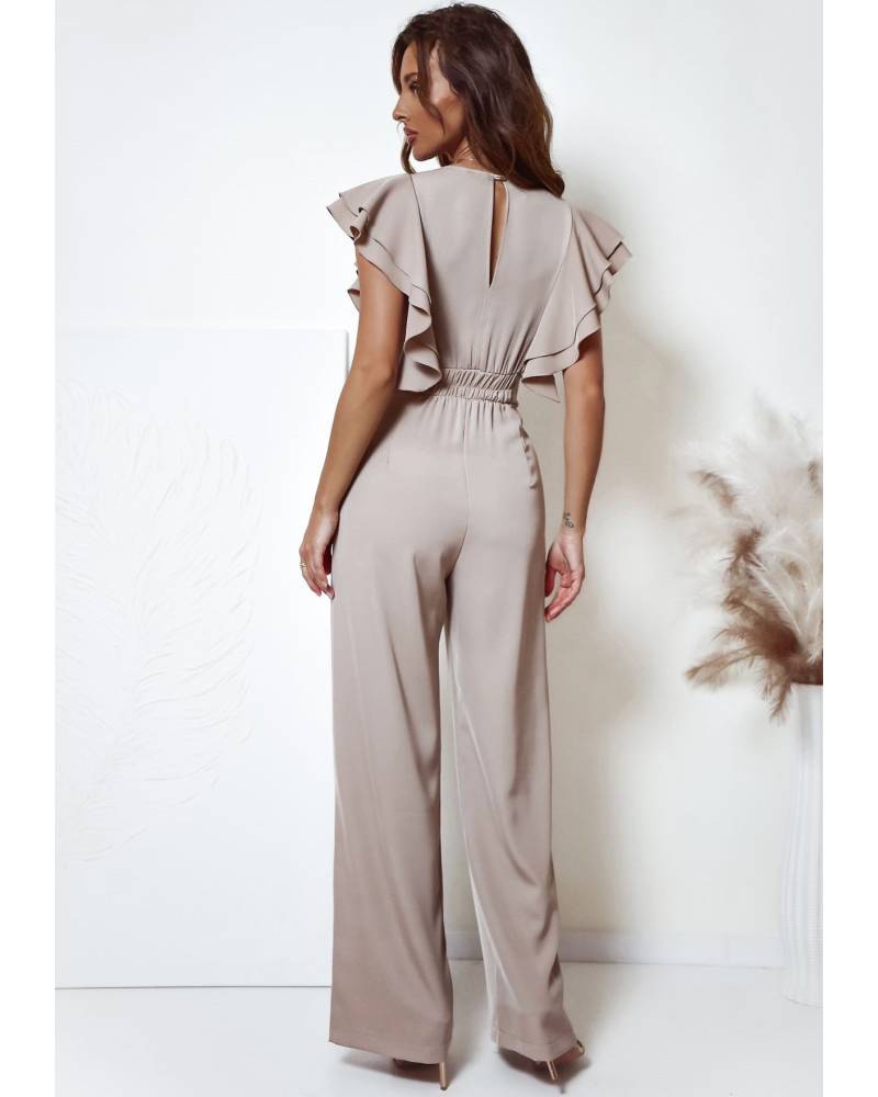 000411. KOMBINEZON FALBANA BEŻOWY